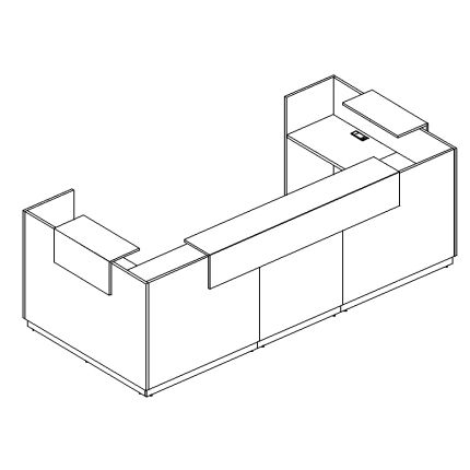 Стойка ресепшен П-образная дуб шамони / дуб шамони / дуб шамони