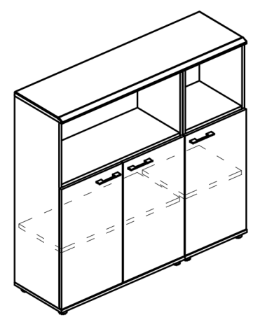 Шкаф средний комбинированный полузакрытый (топ МДФ)  вяз либерти / вяз либерти