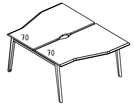 Рабочая станция "Техно" каркас МТ (1 скос) (2х160)  вяз либерти / белый, вставка белая
