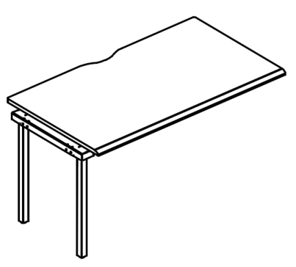 Секция рабочей станции на опорах МТ (1 скос)  вяз либерти / белый, вставка белая